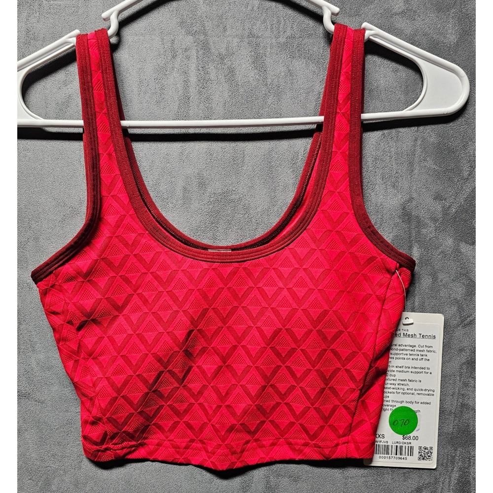 Lululemon Textured Mesh Tennis Tank Red Diamond XXS LW1FJVS LURD/DKSR